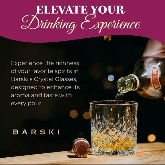 Barski Double Old Fashioned Crystal Whiskey Glasses Set of 6 | 10.5 oz Tumblers - Picture 3 of 6